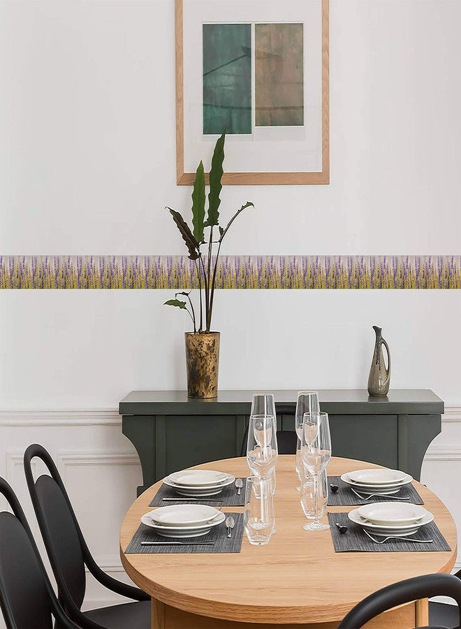 WallDesign شريط حائط مزخرف من الفينيل بتصميم عشب وأزهار الخزامى الأرجوانية - عرض 5.25 بوصة × طول 5 أقدام - Image 3